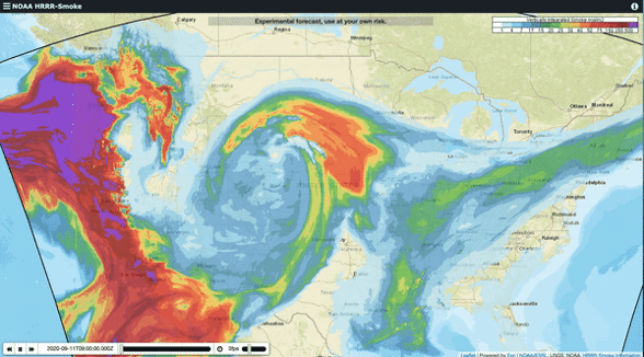 A new experimental forecast from NOAA provides nationwide, vertically integrated forecasts of smoke.